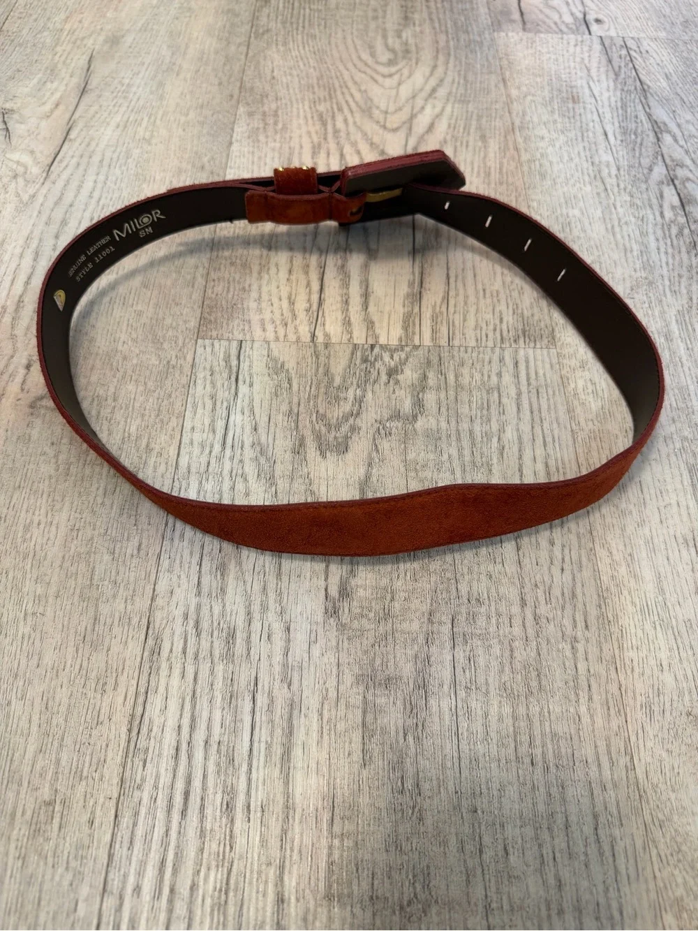 Milor Rust Suede Belt with Gold Stud Buckle
